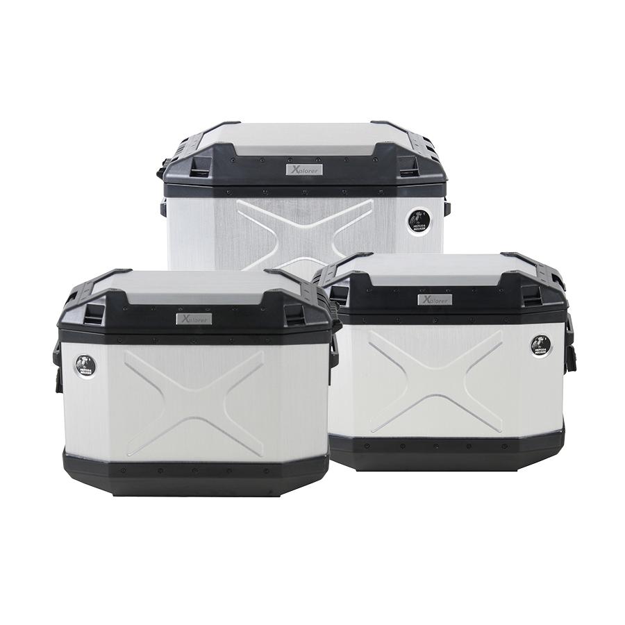 ヘプコアンドベッカー　XPLORER 3BOXセット トップケース45＋サイドケース30 シルバー　HBS-XPR-ALL-S ヘプコ＆ベッカー XPLORER 3BOXセット トップケース45+サイドケース30