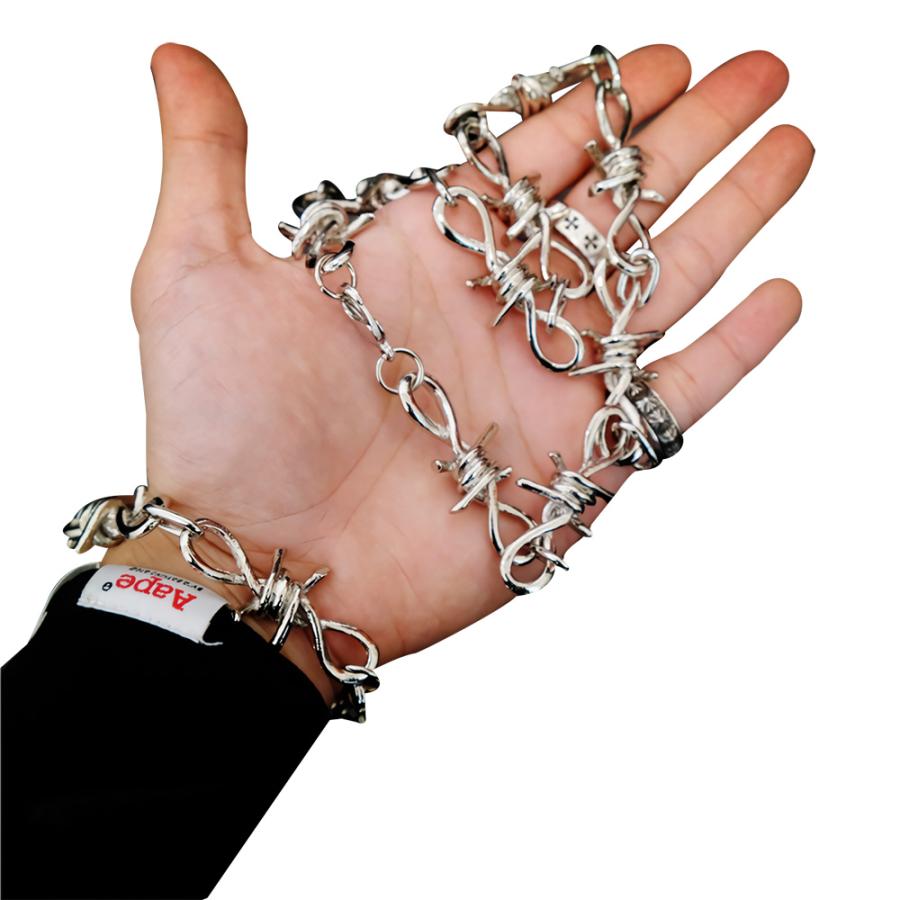 有刺鉄線 チェーン 3点セット パンツチェーン ネックレス ブレスレット フック ウォレットチェーン ジーンズチェーン メンズ レディース バイカーズファッション |  | 20