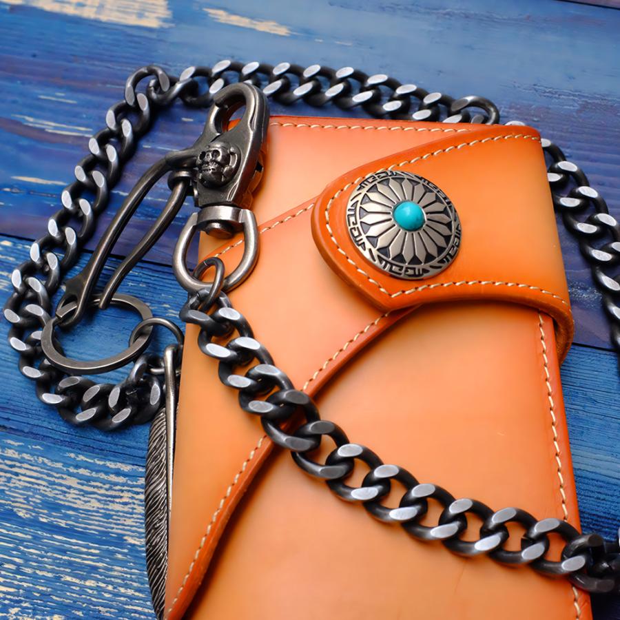 フェザー パンツチェーン 羽根モチーフ スカル フック バネクリップ ウォレットチェーン ジーンズチェーン ウエストチェーン キーチェーン