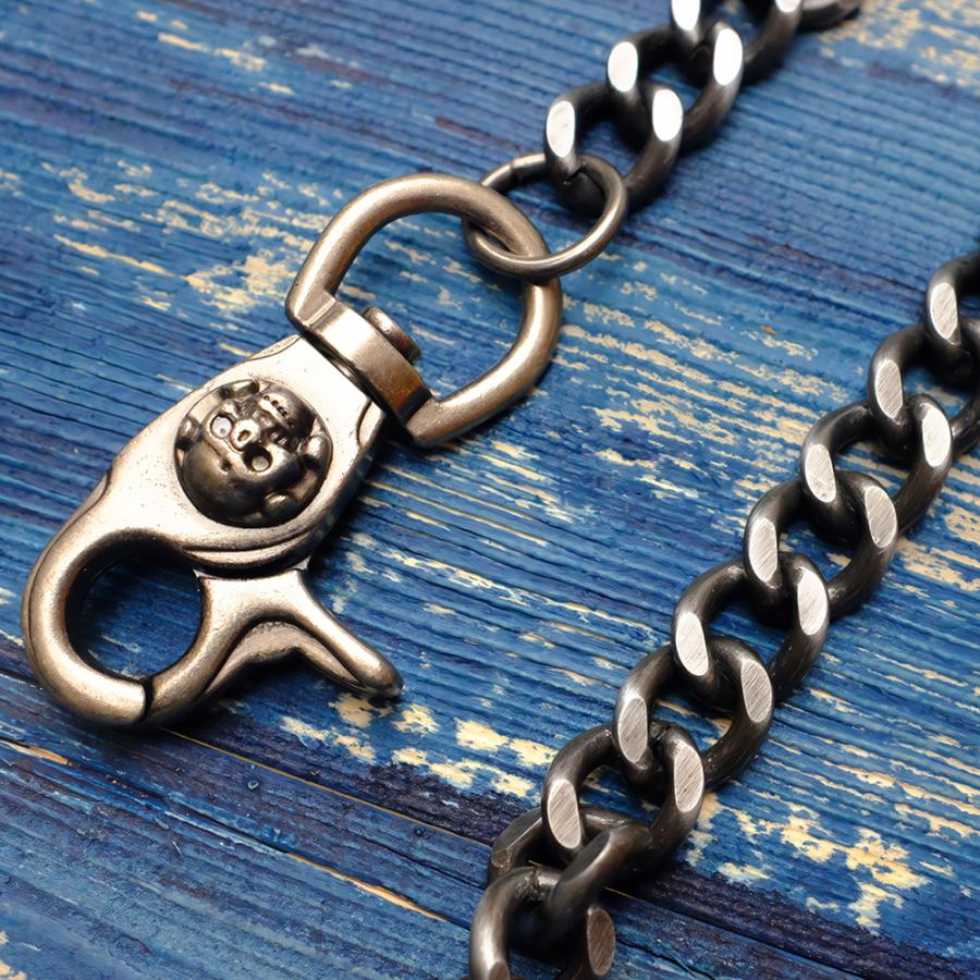 フェザー パンツチェーン 羽根モチーフ スカル フック バネクリップ ウォレットチェーン ジーンズチェーン ウエストチェーン キーチェーン