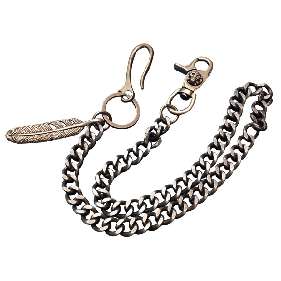 フェザー パンツチェーン 羽根モチーフ スカル フック バネクリップ ウォレットチェーン ジーンズチェーン ウエストチェーン キーチェーン