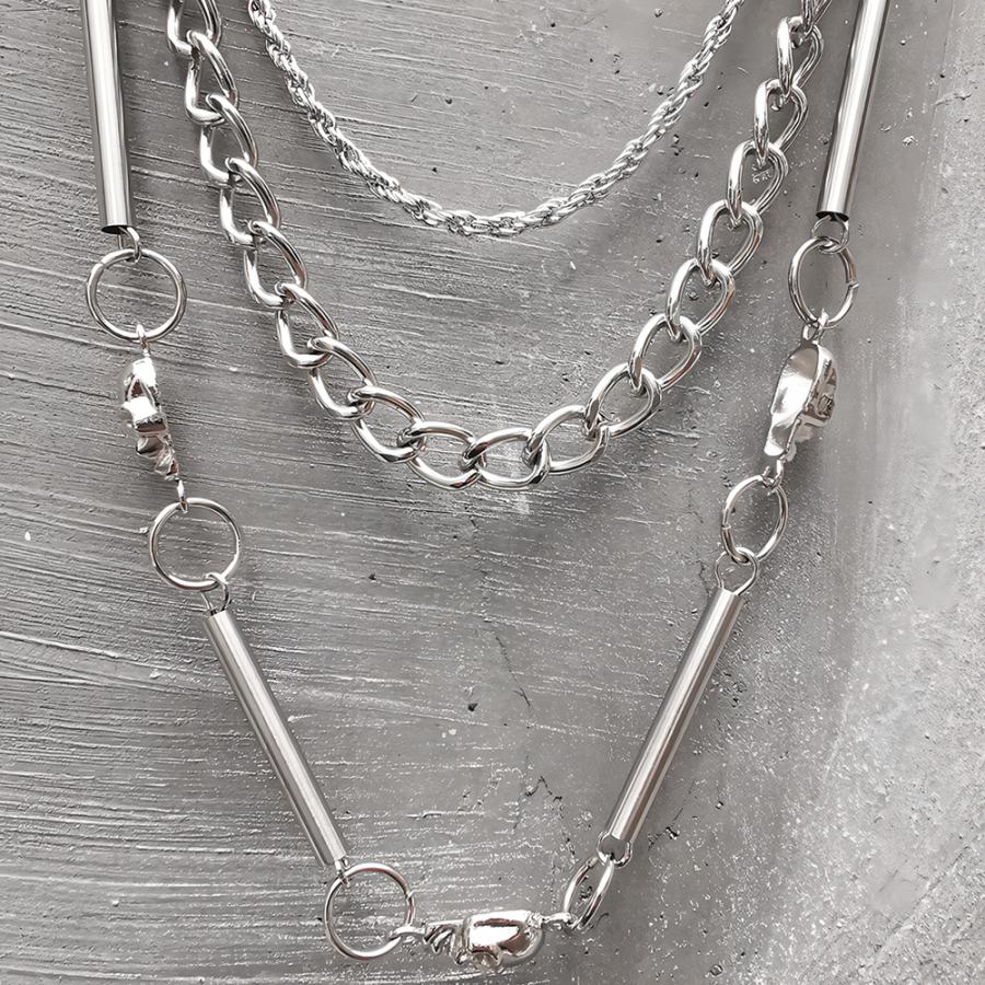 パイプライン＆スカル パンツチェーン 3連 シルバー フック ウォレットチェーン ジーンズチェーン ウエストチェーン メンズ レディース チェーン アクセサリー |  | 10