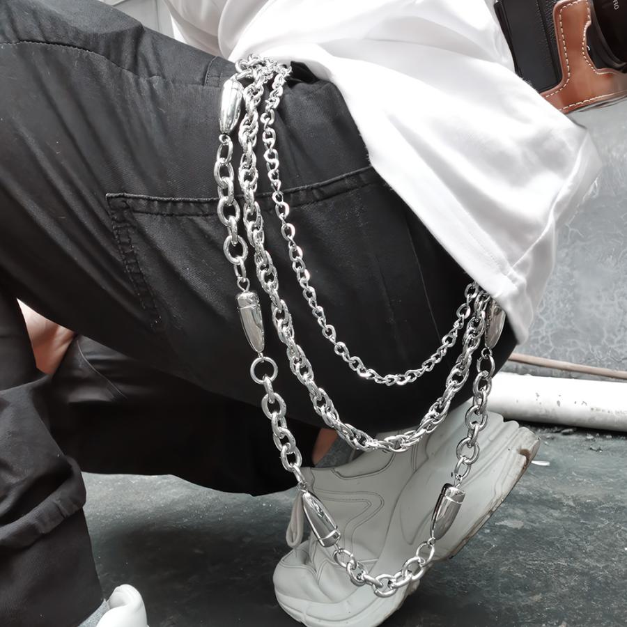 シルバーバレット パンツチェーン 3連 弾丸モチーフ メタル