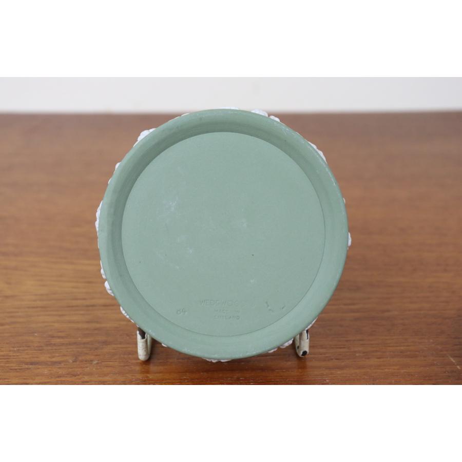 ウェッジウッド　ジャスパー　小物入れ　レア　セージグリーン　イギリスヴィンテージ ウェッジウッド ジャスパー 小物入れ ラウンドボックス セージ