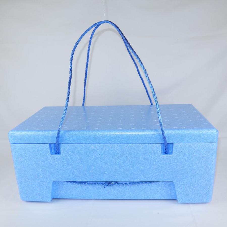 【値下げ！業務用】新品未使用　発泡スチロール65L蓋つき16個セット（ブリ５キロ用） クーラーボックス 発泡スチロール箱 青色 ひも付き 通販 保冷 断熱