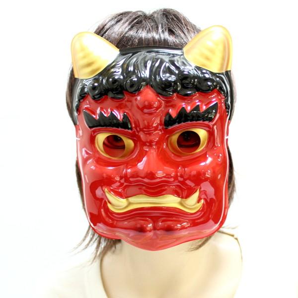 木製 鬼のお面 赤　　しかみ Amazon | [ダイシン] 鬼面（赤） 鬼のお面 節分 赤鬼 豆まき