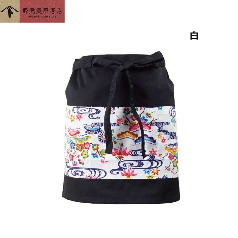 琉球藍染グラデーション前掛けエプロン 三線柄 染紅型前掛け