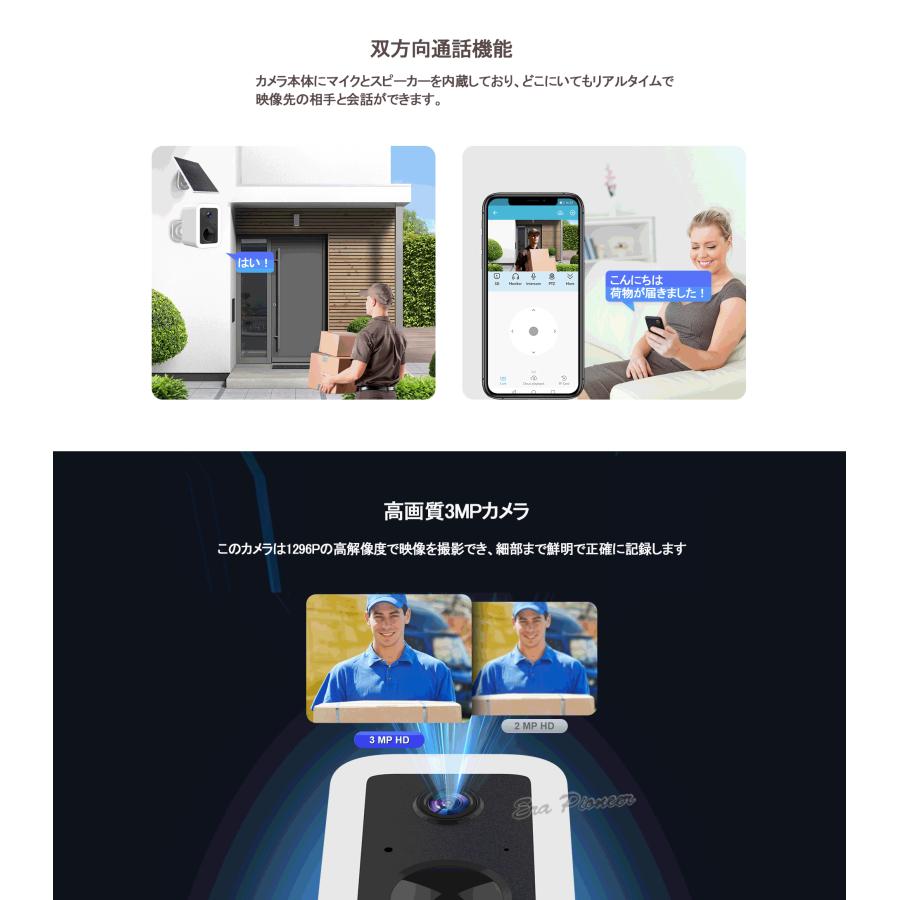 電源不要 ソーラー式監視カメラ 5G Wi-Fi対応 バッテリー駆動 スマホ