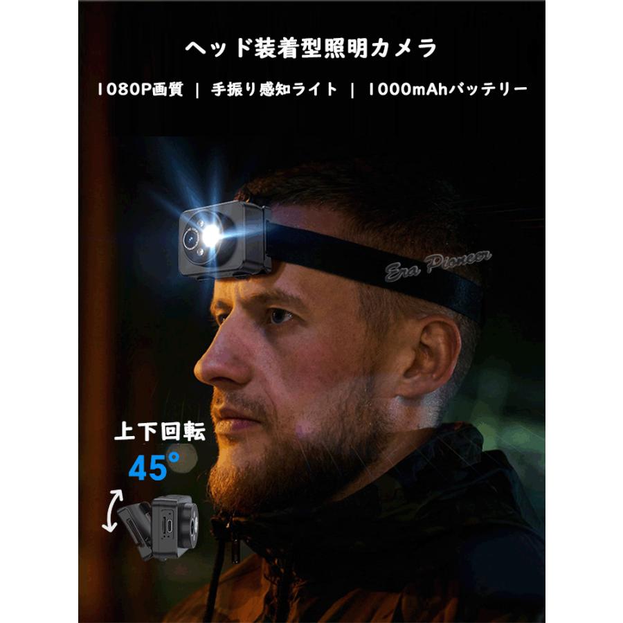 ウェアラブルカメラ ヘッドマウントカメラ 手振り感知ヘッドライト