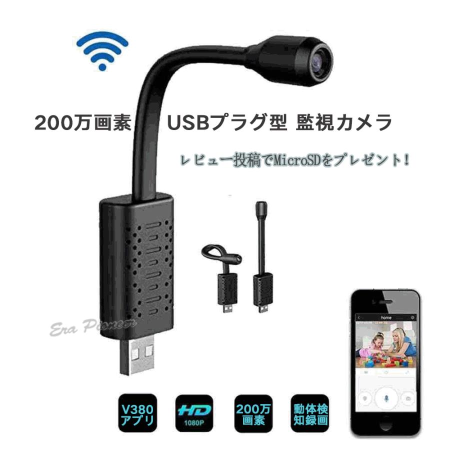 防犯 監視カメラ USBプラグ 動体検知 クラウドストレージ 長時間録画