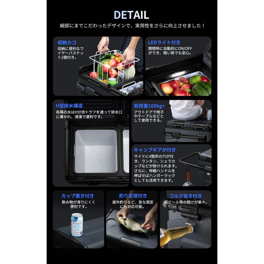 JESIMAIK 車載冷蔵庫 ポータブル冷蔵庫 45L 大容量 -20℃ 急速冷凍 2室