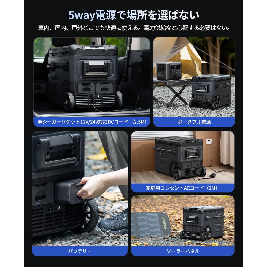 JESIMAIK 車載冷蔵庫 ポータブル冷蔵庫 45L 大容量 -20℃ 急速冷凍 2室