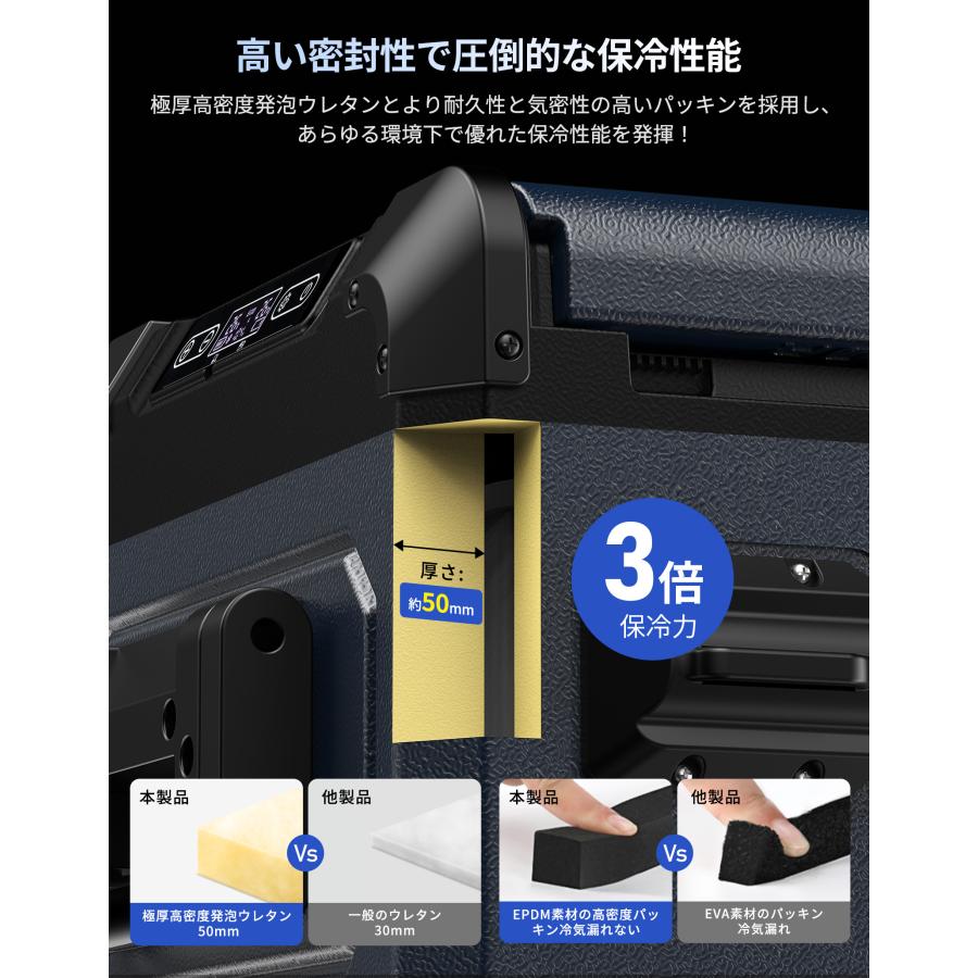 本日ボーナス+12% JESIMAIK 車載冷蔵庫 ポータブル冷蔵庫 45L 大容量 -20℃ 急速冷凍 2室 個別温度設定 バッテリー内蔵 キャンプ  家庭 車載用 E45 | JESIMAIK | 09
