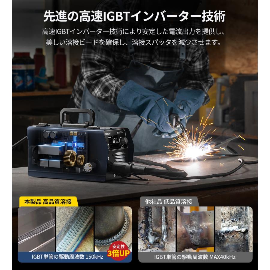 コスパ 100V 半自動溶接機 120A  デジタル表示 3.5kg 超軽量 自動調整 アーク溶接 使用率40％ tig mig mma ノンガス 初心者 DIY JESIMAIK M120の画像