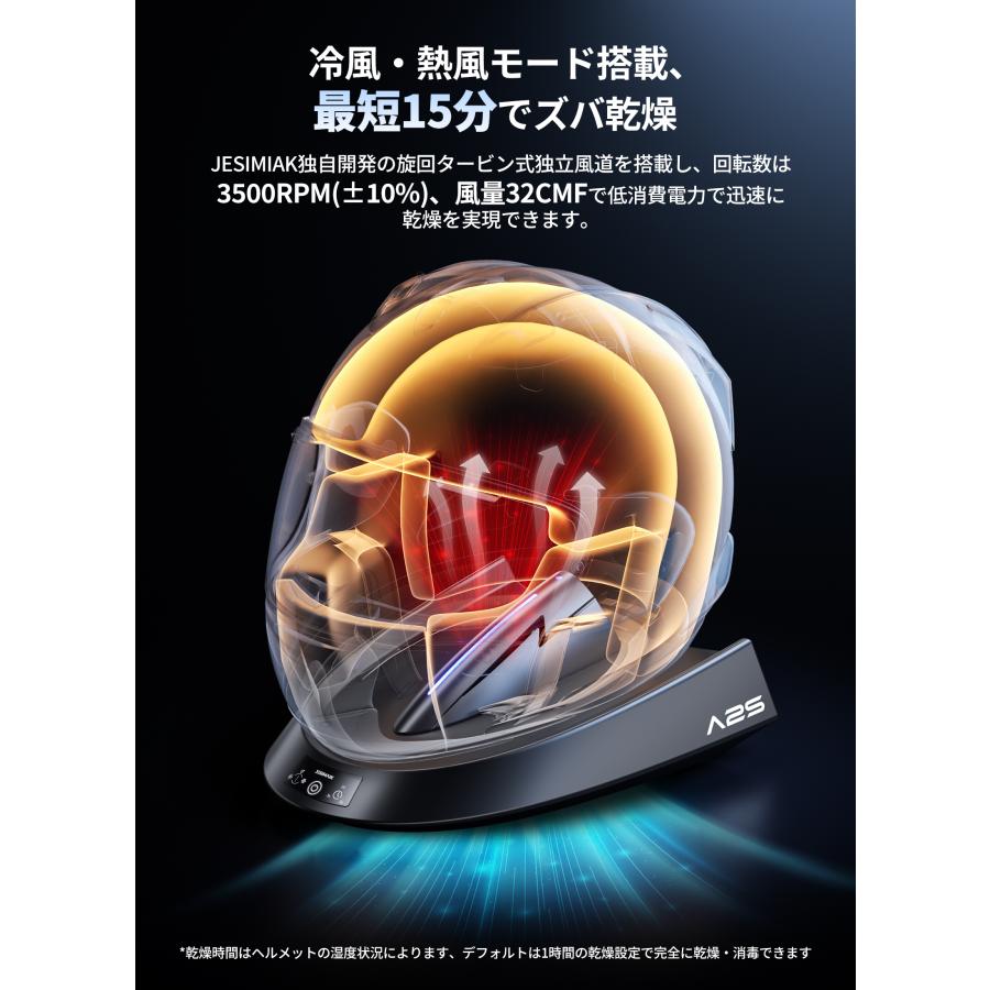 JESIMAIK ヘルメット消臭機 乾燥機 冷風・熱風両用 最短15分速乾 タイマー付き マイナスイオン浄化 紫外線除菌99.9% グローブ消臭 A2S 爆買の画像