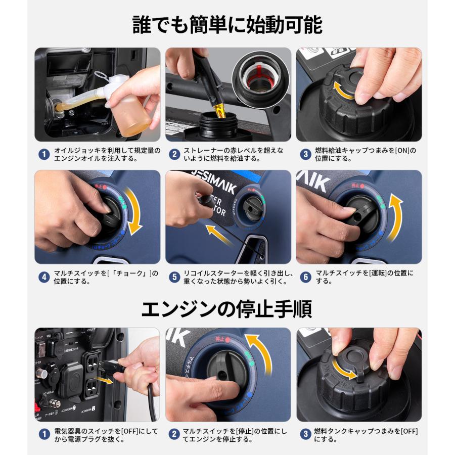9月21日入荷 JESIMAIK インバーター発電機 発電機 インバーター 3200W 高出力 23kg 超軽量 59dB 低騒音 防災 家庭用 ガソリン 小型 JM3000Xi | JESIMAIK | 10