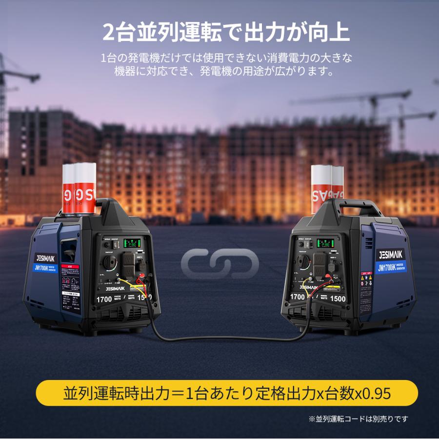 JESIMAIK インバーター発電機 カセットボンベ式 1.5kVA 15kg 軽量 56dB