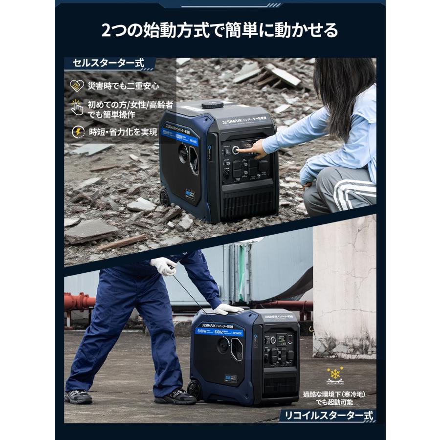 JESIMAIK インバーター発電機 200v 発電機 5500W 100V/200V兼用 セール付 一発始動 ガソリン 65dB 低騒音 業務 農業 JM5500iE | JESIMAIK | 04
