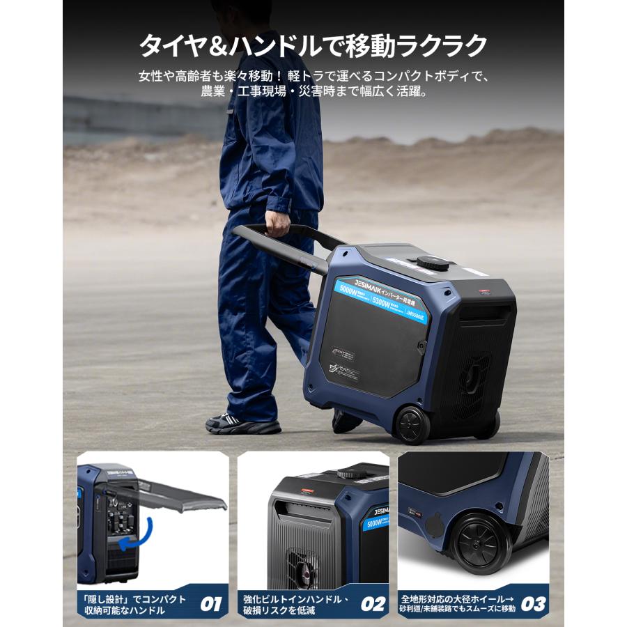 JESIMAIK インバーター発電機 200v 発電機 5500W 100V/200V兼用 セール付 一発始動 ガソリン 65dB 低騒音 業務 農業 JM5500iE | JESIMAIK | 06