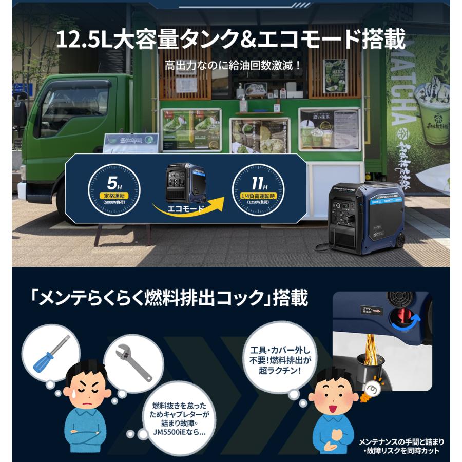 JESIMAIK インバーター発電機 200v 発電機 5500W 100V/200V兼用 セール