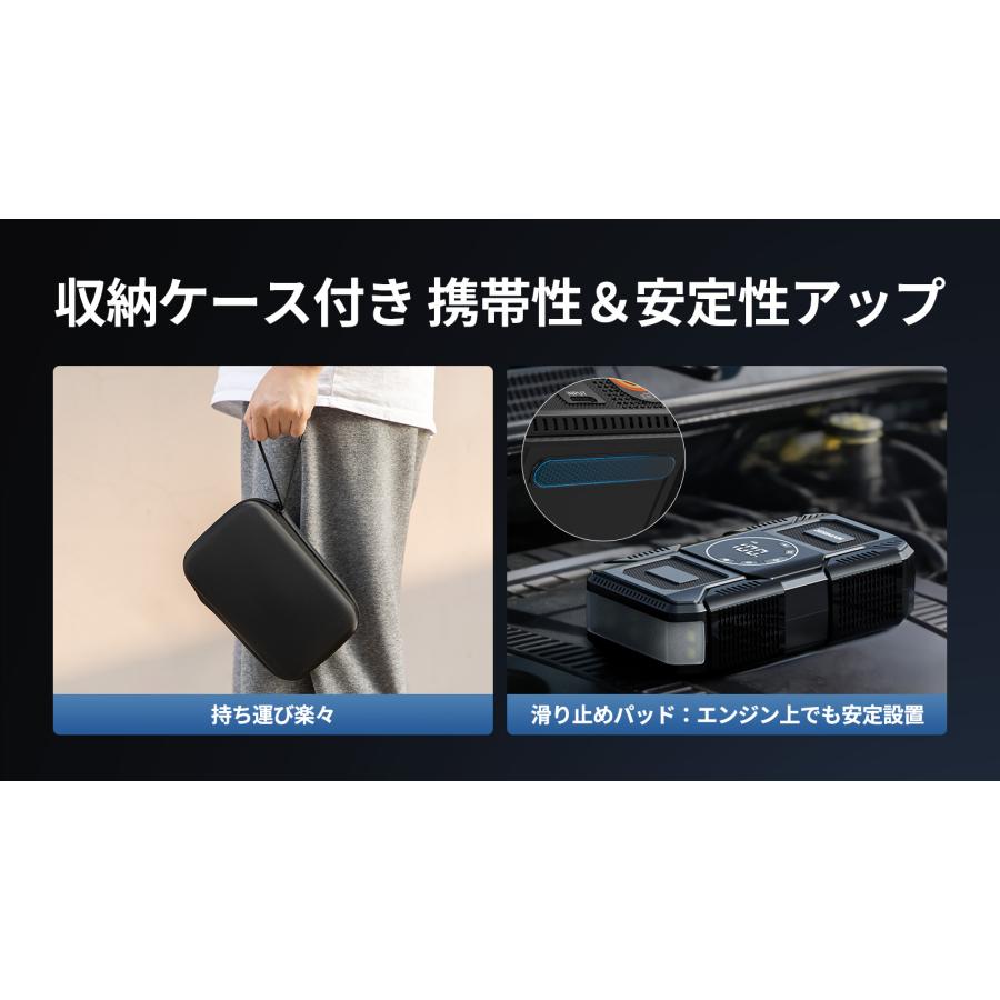 1台2役 JESIMAIK ジャンプスターター 12V車用 15000mAh 1500A バッテリー上がり 空気入れ 160PSI 30s急速充填 自動停止 エアーポンプ PSE認証  U30 爆買の画像
