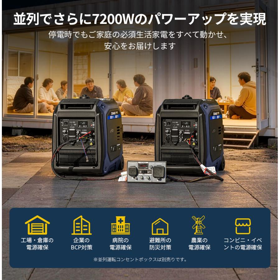 JESIMAIK インバーター発電機 単相 100V 発電機 4200W 32kg 軽量 61dB