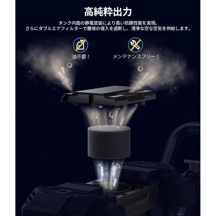 ボーナス+15% エアコンプレッサー 100v 40L 145秒 高速充填 高吐出量 オイルレス 静電塗装 静音 防錆 DIY 自動車整備 塗装 JESIMAIK HSC40 | JESIMAIK | 07