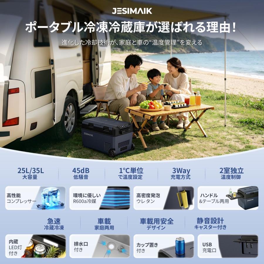 JESIMAIK ポータブル冷蔵庫 25L 35L 車載冷蔵庫 ハンドル キャスター