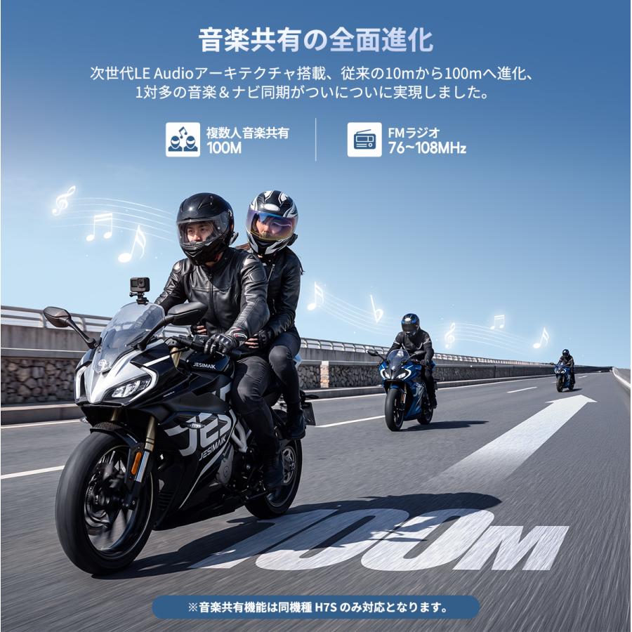 JESIMAIK バイクインカム 磁気式マウント 12人同時通話 専用アプリ メッシュ3.0接続 Bluetooth6.0 Hi-Fi高音質 ユニバーサル 急速充電 H7S | JESIMAIK | 08
