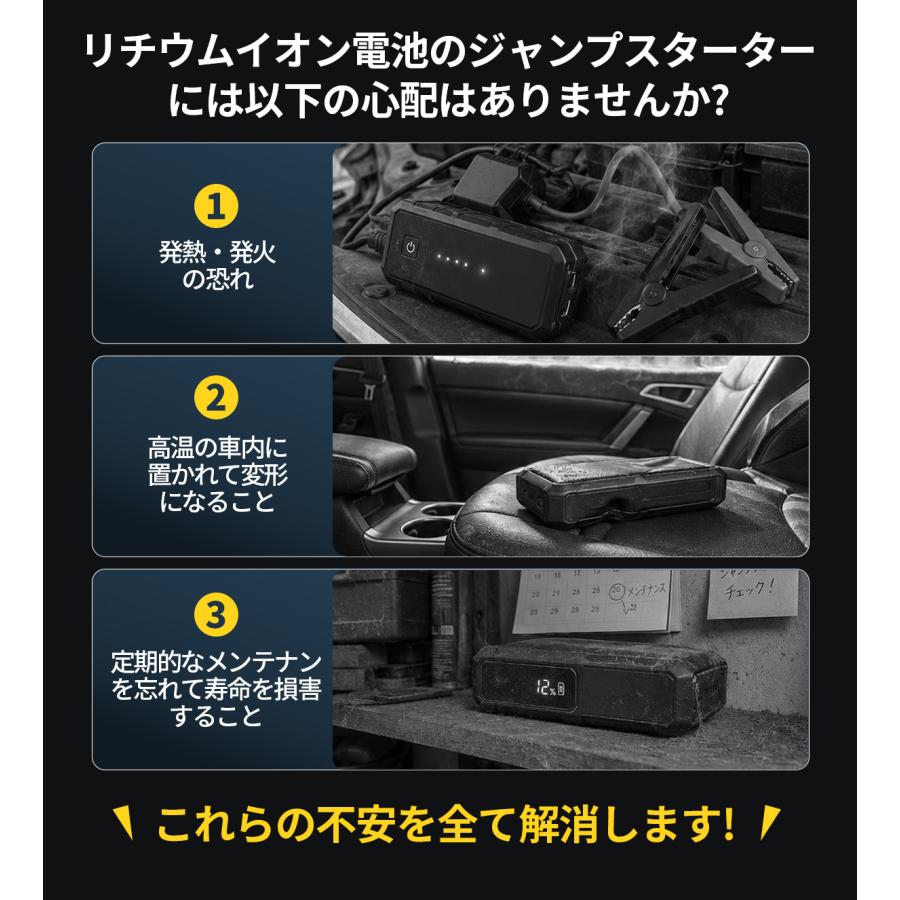 JESIMAIK ジャンプスターター ナトリウム電池 0.47kg同類最軽 10400mAh