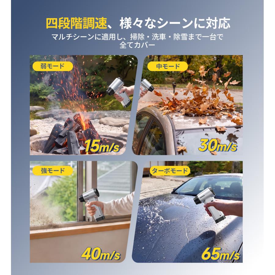 ブロワー エアダスター 80000RPM・65m/s超強風 400g軽量 小型 バッテリ交換式 4段階風量調節 ハンディブロワー 洗車 水滴飛ばし 車内清掃  JESIMAIK TF40R1 | JESIMAIK | 08