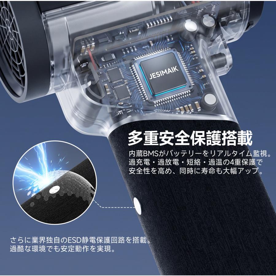 ブロワー エアダスター 爆風 64mm大口径 ハンディブロワー 12M^3/min PD急速充電 充電式 洗車  LEDライト付き 滑り止め塗装 水滴飛ばし 車 JESIMAIK TF64A5 | JESIMAIK | 10