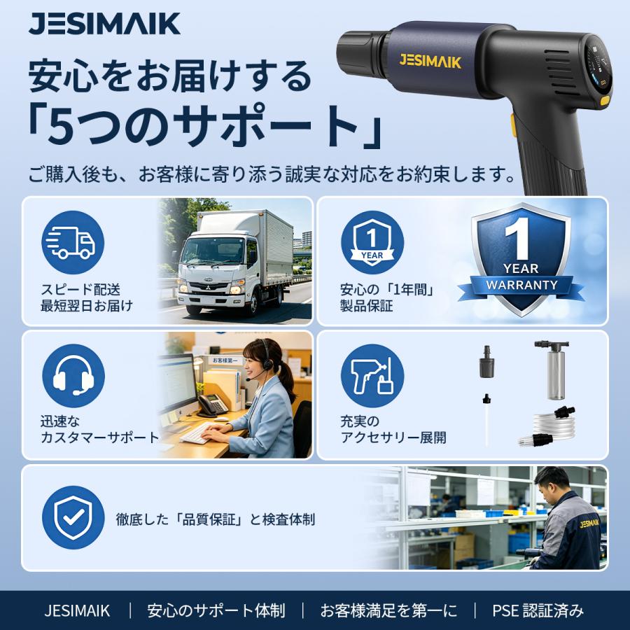 JESIMAIK 高圧洗浄機 コードレス LCDディスプレイ搭載 折りたたみ式 超