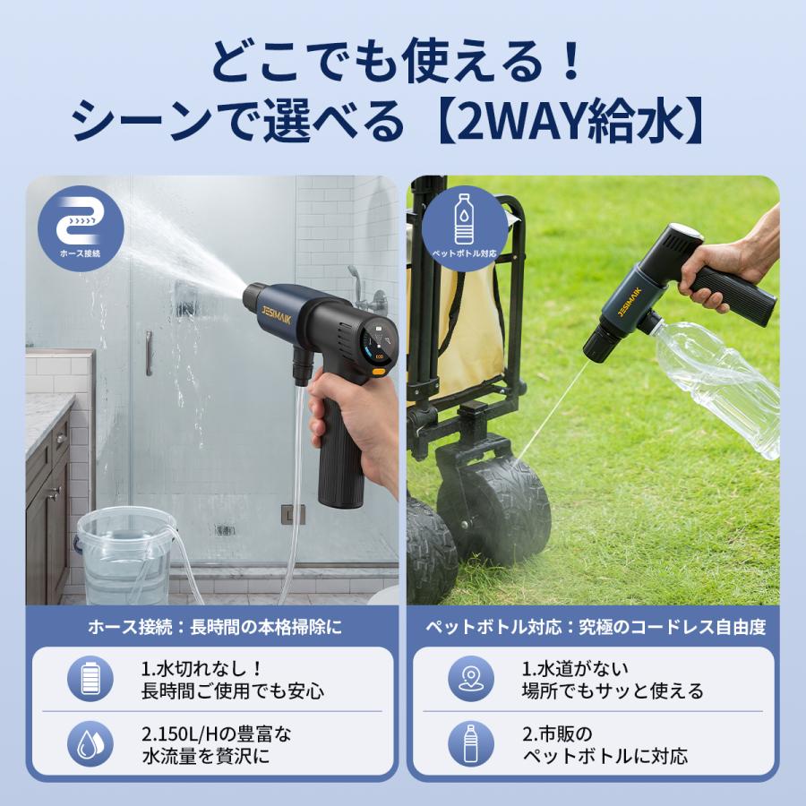 JESIMAIK 高圧洗浄機 コードレス LCDディスプレイ搭載 折りたたみ式 超