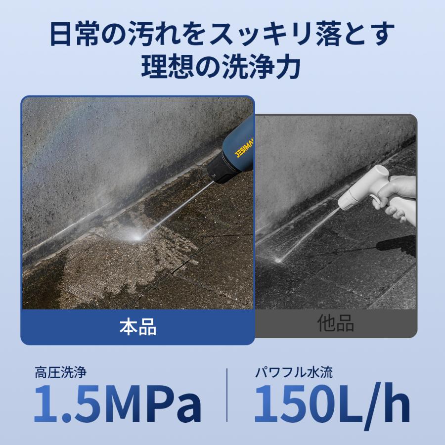 高圧洗浄機 コードレス LCDディスプレイ搭載 折りたたみ式 超軽量 コンパクト 水圧1.5Mpa 静音設計 2WAY吸水 6つの洗浄モード JESIMAIK Pocket2 | JESIMAIK | 06