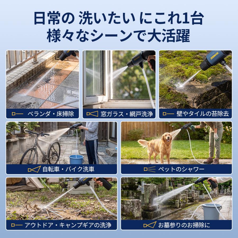 JESIMAIK 高圧洗浄機 コードレス LCDディスプレイ搭載 折りたたみ式 超
