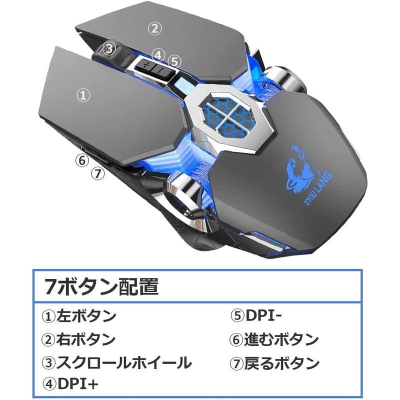 ZIYOU LANGゲーミングマウス 無線 ワイヤレス マウス ゲーミング 2.4Ｇ 充電式 USB接続 軽量 7ボタン 3レベルDPI調整｜erde-shop｜05