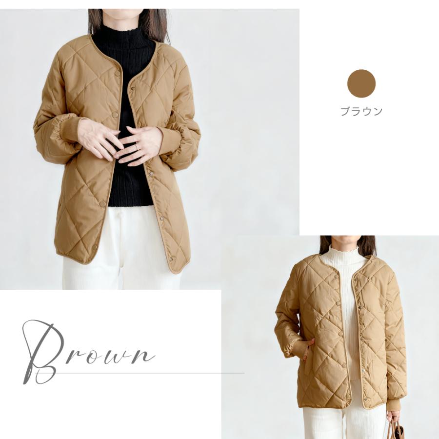 コート 中綿ダウン レディース 秋冬 キルティングジャケット 襟付き