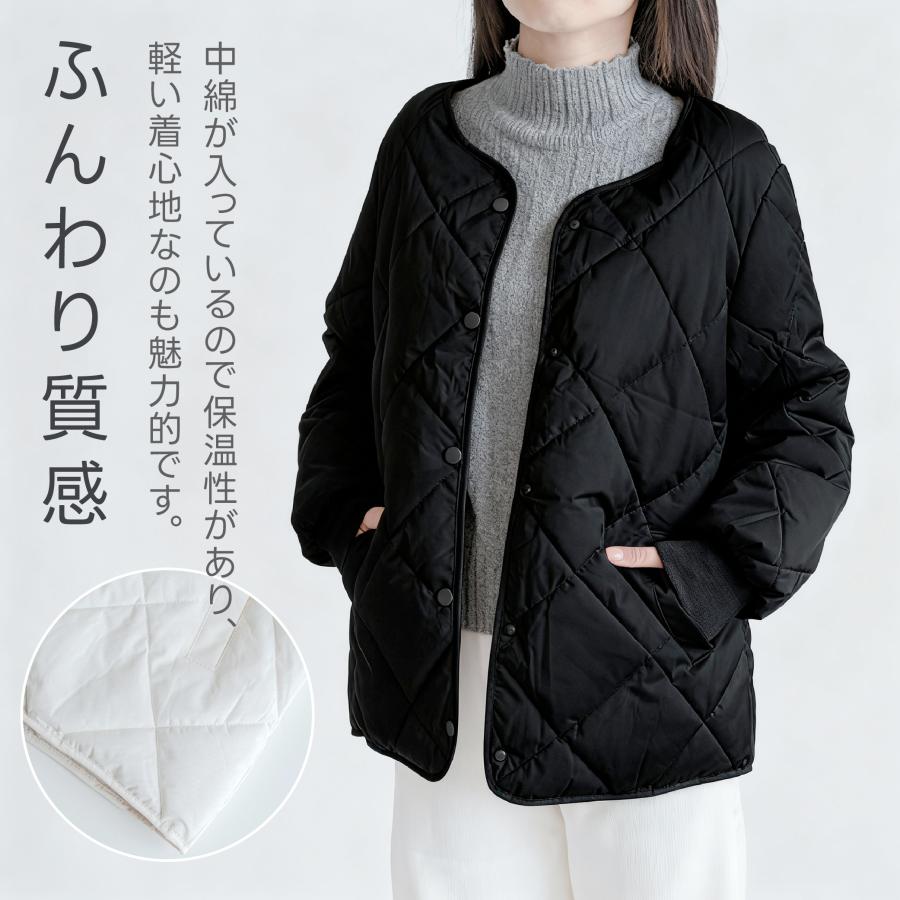 コート 中綿ダウン レディース 秋冬 キルティングジャケット 襟付き