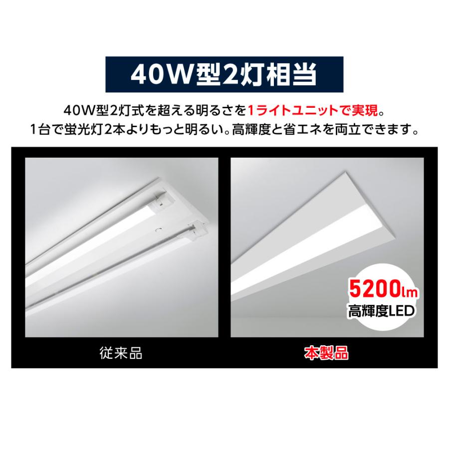 ledベースライト 40W型 2灯相当 逆富士 LED蛍光灯 薄型 器具一体型 一
