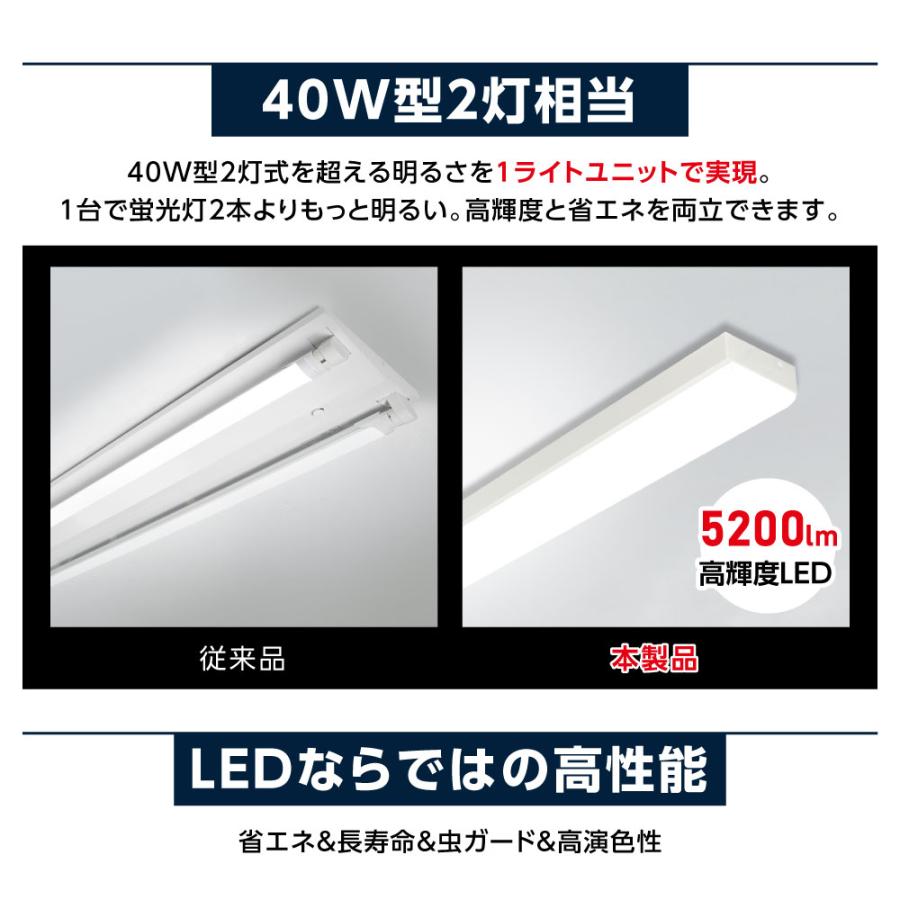 ledベースライト 40W型 2灯相当 トラフ型 2台セット LED蛍光灯 薄型 器具一体型 一体型照明 天井直付型 直管蛍光灯 シーリングライト tt-lbl-t832-2set_2