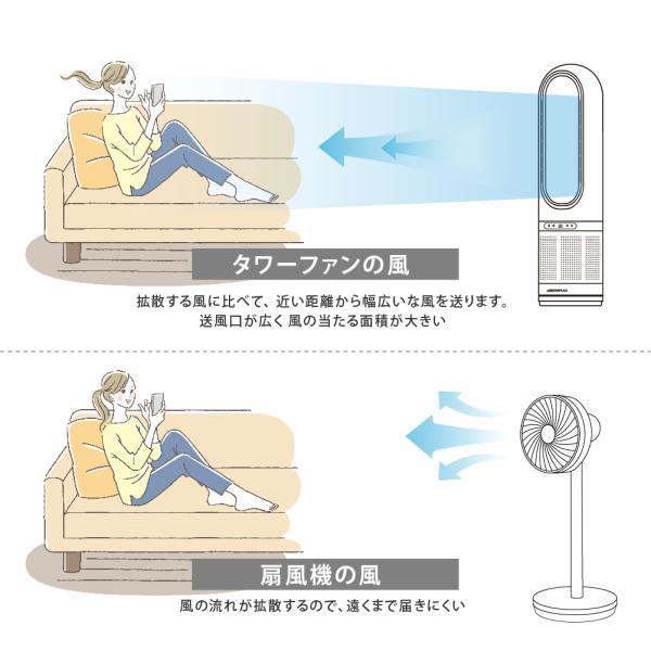 タワーファン 羽なし 扇風機 冷暖タイプ 空気清浄機 サーキュレーター リビングファン ヒーター 大型 8段階風量 自動首振り タイマー付 静音 省エネ あすつく｜erelightstore｜07