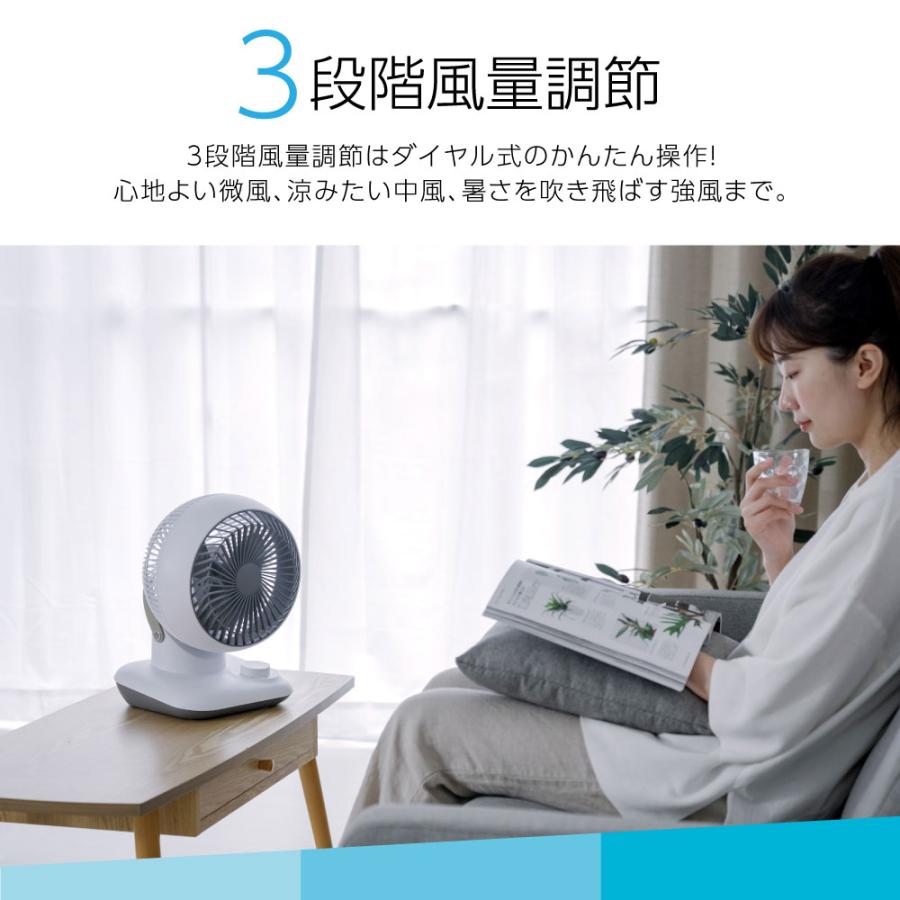 扇風機 サーキュレーター リビング扇風機 3段階風量調節 卓上型 360°首