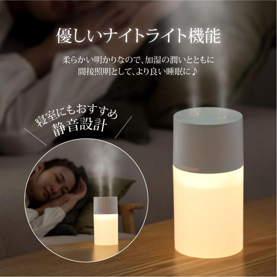 加湿器 超音波 卓上加湿器 ミニ加湿器 2吹出口 軽量 静音 USB充電式