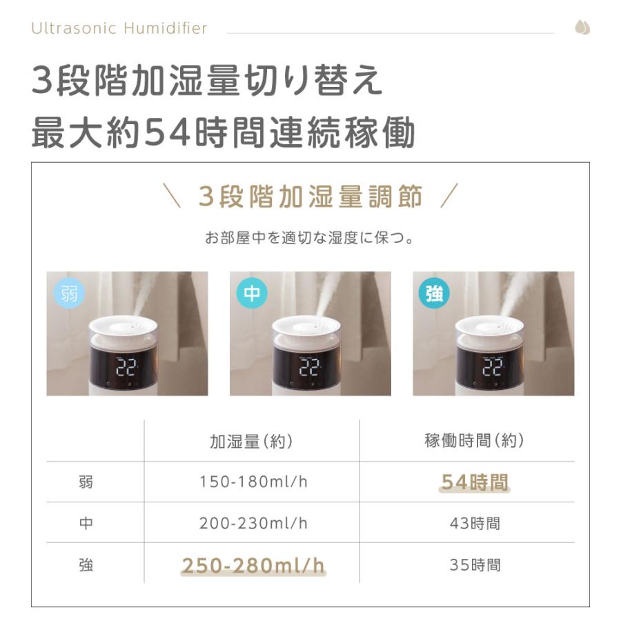 加湿器 大容量 超音波式 10L タワー型 スリム 軽量 280ml/h 上部給水