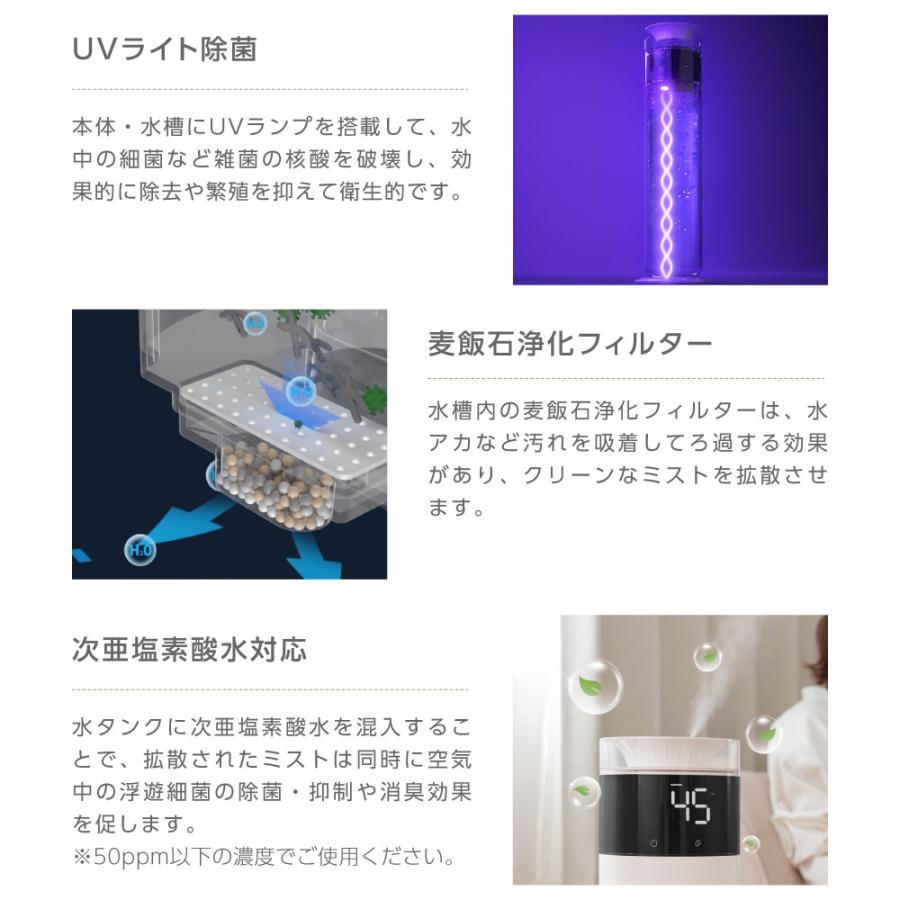 加湿器 大容量 超音波式 10L タワー型 スリム 軽量 280ml/h 上部給水