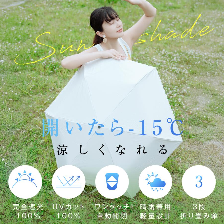 日傘 折りたたみ 完全遮光 100% 超軽量 遮熱 涼しい 晴雨兼用 自動開閉