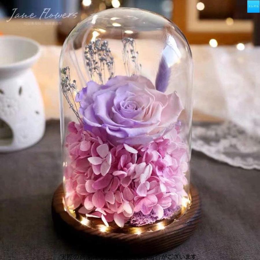 プリザーブドフラワー プレゼント 玄関灯 ポーチライト 母の日 バラ 妻 その他 ガラスポット 枯れない花 ドライフラワー バラ おしゃれ ピンク ケース ロース メッセージカード付き エレオル店 Gys