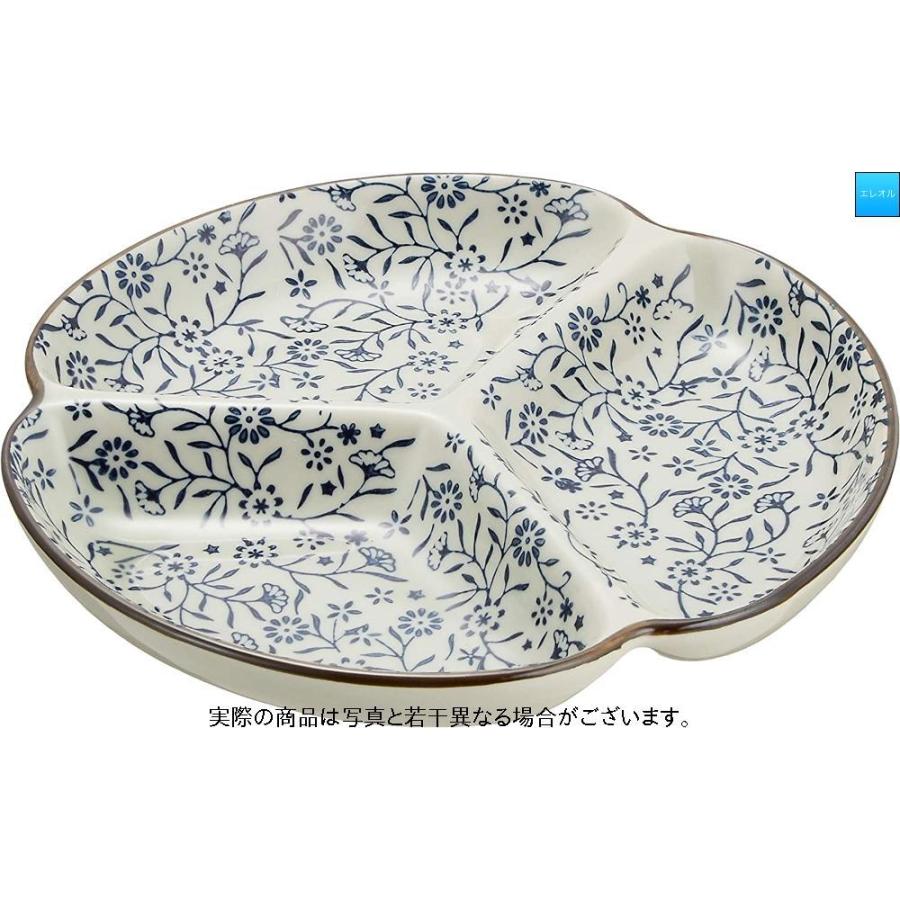 格安店 西田 Nishida 7 5号三つ仕切り皿 青い花集い おうち料亭 業務用食器 中皿 大皿 丸皿 和食器 仕切り皿 1045