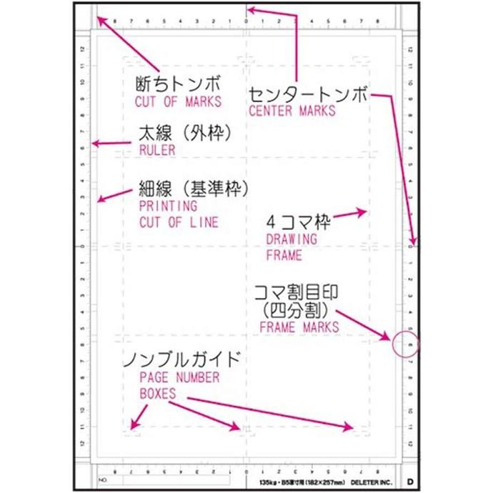 デリーター 四コマ漫画原稿用紙 同人誌b5本用 外枠メモリ付 135kg 1 1037 Deleter 1 1037 ナガサワ文具センター 通販 Yahoo ショッピング